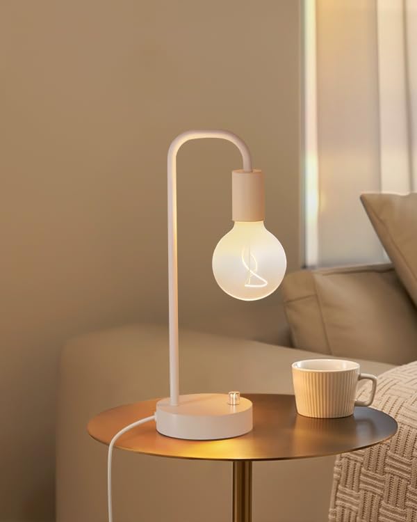 Lámpara de mesa industrial pequeña para dormitorio, totalmente regulable, moderna, con bombilla cálida de 2700 K para lectura de niños, lámparas