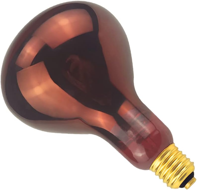 Bombillas infrarrojas R40125 vatios de vidrio rojo tostado para reptiles, baño, granja, mascota, pollitos, uso de calefacción de fisioterapia, base