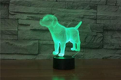 Xdorra Figura de cachorro de perro pequeño, lámpara 3D, luz nocturna óptica, 7 colores cambiantes, lámparas de ilusión LED, regalos para niñas,