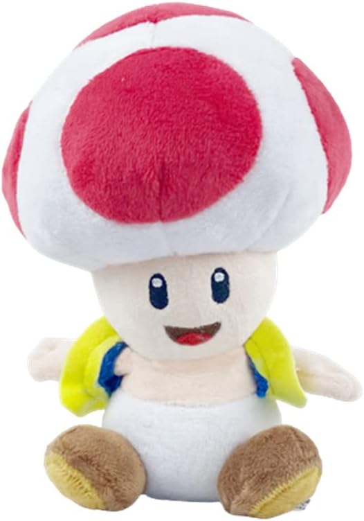Mushroom Red Toad Plush Sitting Position, Cuddly Cartoon Game Stuffed Toy Doll 7″