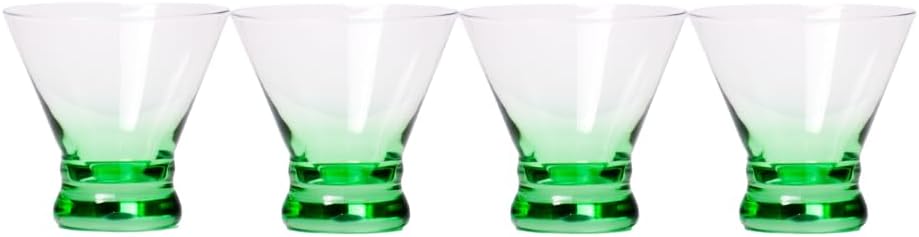 Vasos de cóctel de colores sin tallo (verde)  Martinis, Margaritas, cualquier bebida  Bar, mesa o fiesta  Gran regalo  Elección de cuatro colores
