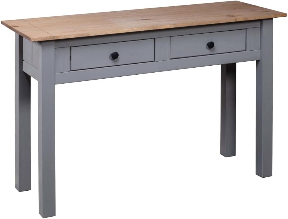 Mesa consola de madera maciza con 2 cajones, mesa auxiliar de madera para sofá, mesa de entrada para sala de estar, pasillo, entrada, madera de pino