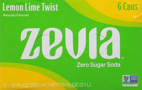 Zevia Soda Zero Calorie, Lemon Lime Twist, latas de 12 onzas (paquete de 6)