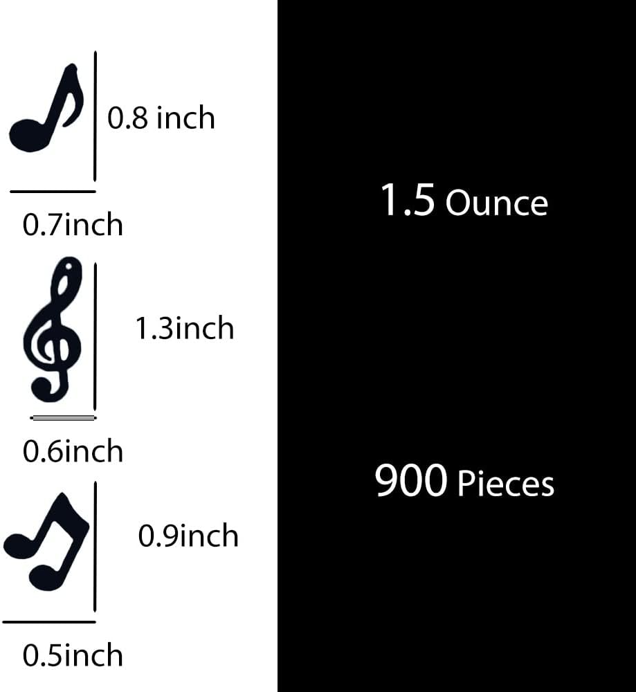 Notas musicales de confeti negro con corte de clave musical para fiesta de música, recepción, cumpleaños, boda, compromiso, baby shower, fiesta,