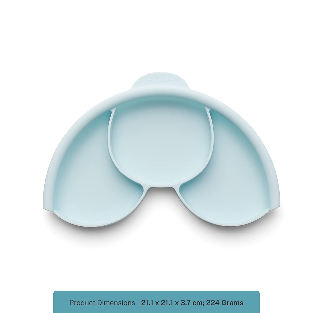 Miniware Juego de comida saludable con plato sándwich, divisor y pie de succión desmontable para bebés y niños pequeños, promueve la
