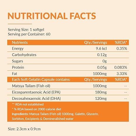 Aceite de pescado Omega 3 de 1000 mg de alta resistencia para corazón y cerebro saludables, cápsulas de ácidos grasos Omega3 para mujeres y hombres