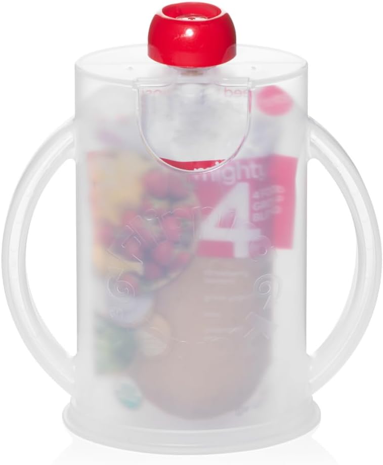 Recipiente para mezclar, recipiente para bolsas de comida y jugo 2 en 1, hecho en EE. UU. Bolsa de comida a prueba de golpes