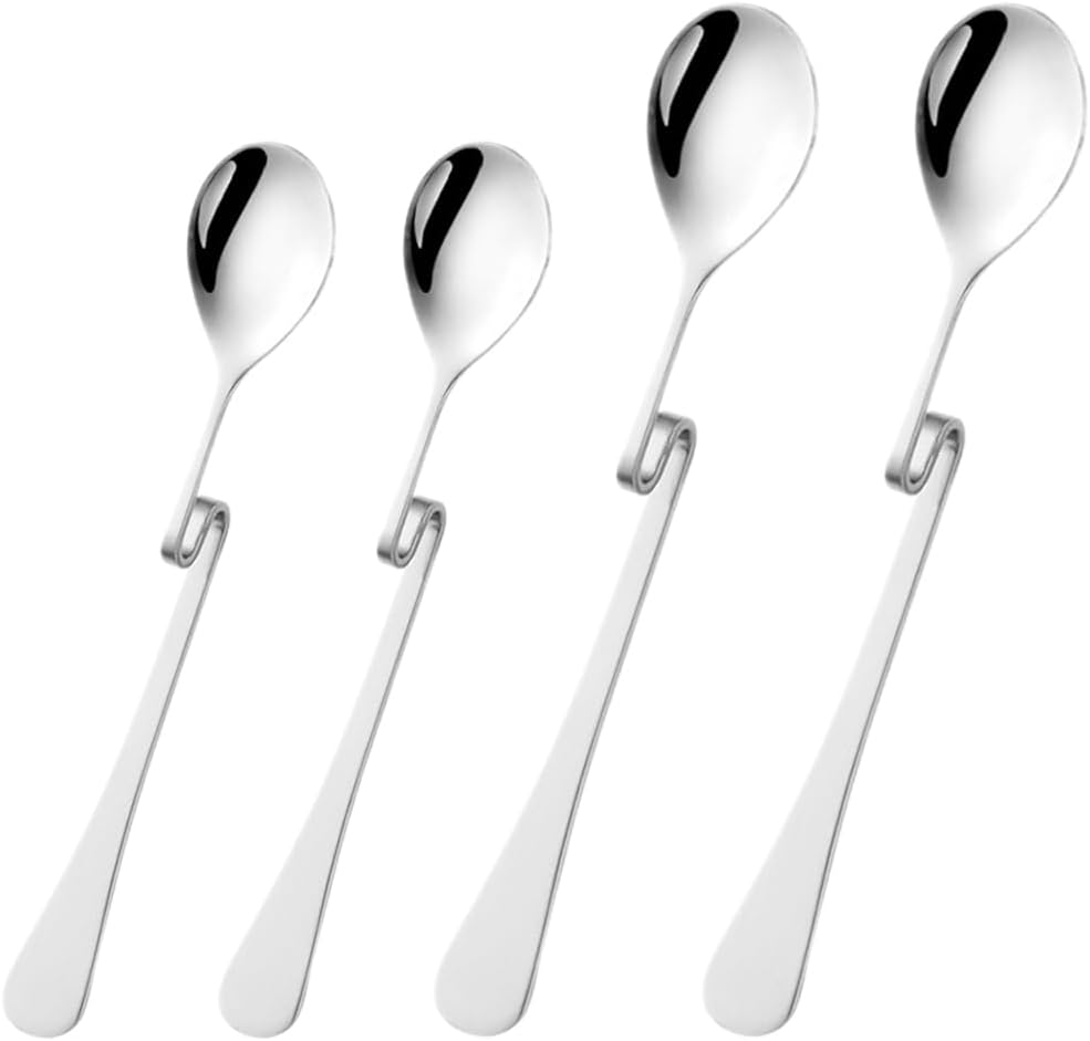 OSALADI 4 cucharas de café expreso de acero inoxidable mermelada de miel cuchara de café cuchara mezcladora de leche cucharadita taza colgante