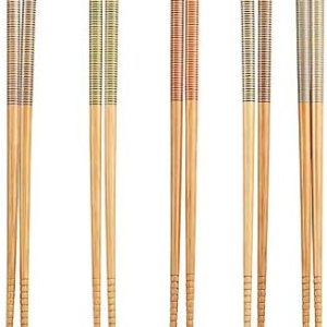 Crate & Barrel Palillos de bambú a rayas, juego de 5 pares Crate & Barrel Palillos de bambú a rayas, juego de 5 pares