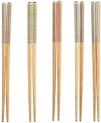 Crate & Barrel Palillos de bambú a rayas, juego de 5 pares
