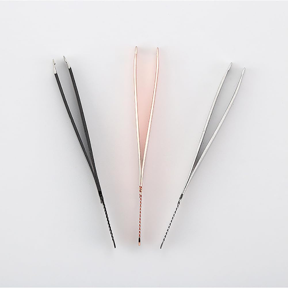 2 pinzas de acero inoxidable para cejas, punta inclinada, removedor de cejas, pinzas de pelo facial, aplicador de pestañas postizas, herramienta de