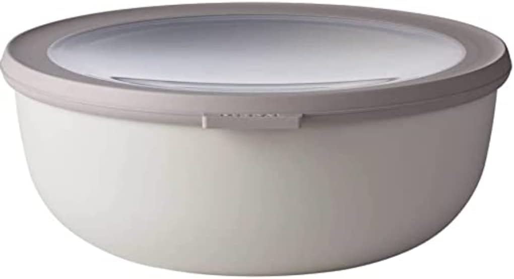 Rosti Mepal RST62160WH Cirqula – Cuenco para almacenar alimentos y servir con tapa, bajo 2.3 cuartos de galón, color blanco