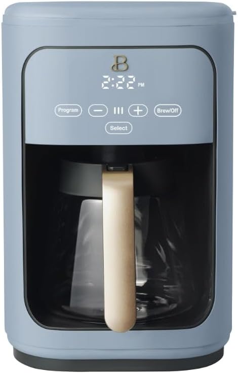 Cafetera programable con pantalla táctil de 14 tazas, glaseado blanco por Drew Barrymore Cafetera Whitelicing