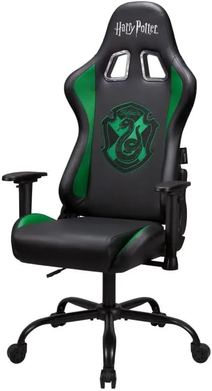 SUBSONIC Harry Potter – Silla ergonómica oficial para jugadores, respaldo y reposabrazos ajustables -Slytherin – para silla de juegos dolescente y