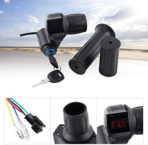 Manillar eléctrico de 12 V 84 V para manillar de bicicleta, voltaje de batería, acelerador de media torsión con pantalla LED y casillero de llave