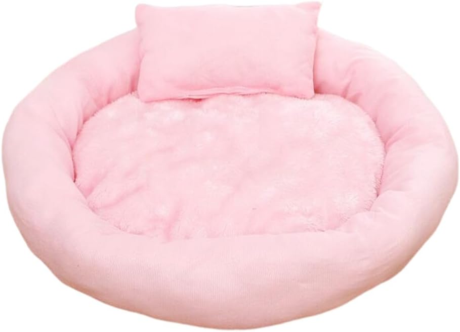 Cama acolchada redonda en forma de dona para gatos y perros, cama lavable para mascotas pequeñas con almohada, antiansiedad, cama redonda de felpa