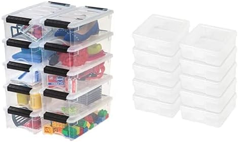 IRIS USA, Inc. TB-35 Caja apilable y de extracción de 5 cuartos de galón, transparente con estuche de suministro modular pequeño IRIS, paquete de