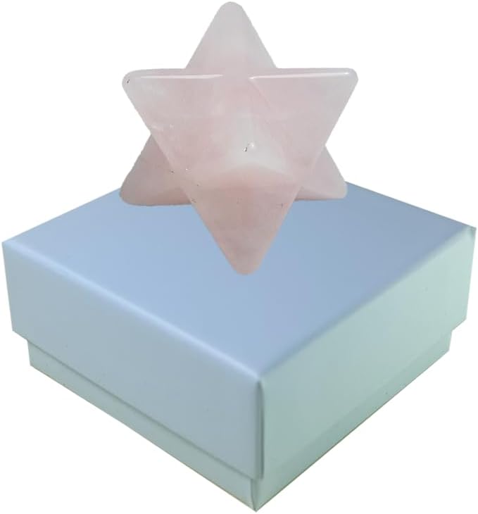 GoldHarvet – Cristal Merkaba de cuarzo rosa natural de 1 pulgada, protección de piedra Merkaba 3D, meditación sagrada, generador de energía