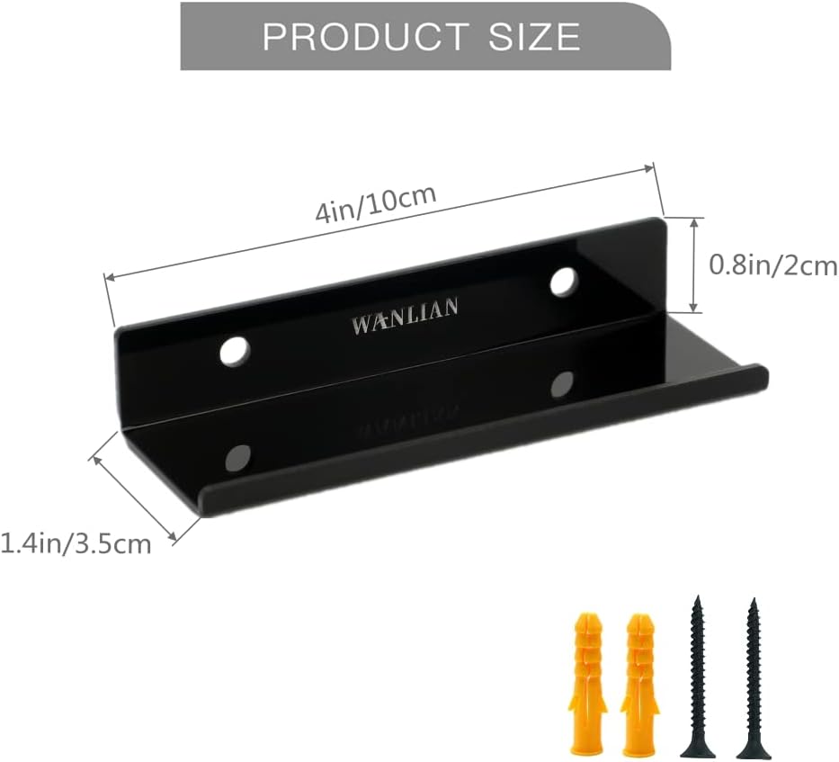 WANLIAN Estante de pared para discos de vinilo, paquete de 12 soportes para discos de vinilo acrílico, soporte de exhibición para álbumes LP (negro)