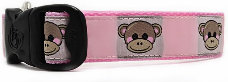 3 Dirty Dawgz Collar ajustable de mono de 1 pulgada para perros medianos y grandes (rosa, XL (cuello de 20 a 34 pulgadas)