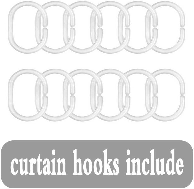 JAWO Cortina de ducha de 72 x 72 pulgadas, tela de poliéster impermeable para baño, spa y hotel, cortinas de baño de tela blanca lavables a máquina