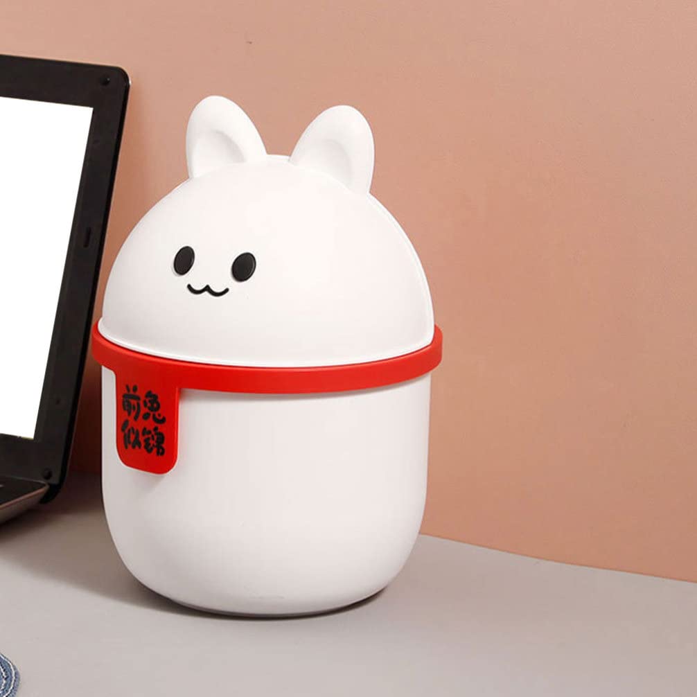 Zerodeko Mini cesta de basura con forma de conejo con forma de animal, cubo de almacenamiento de basura de escritorio, cubo de basura para coche,