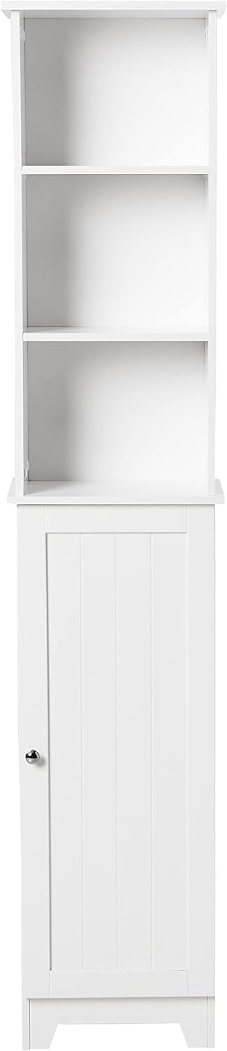 Mainstays White – Torre de lino para almacenamiento de baño