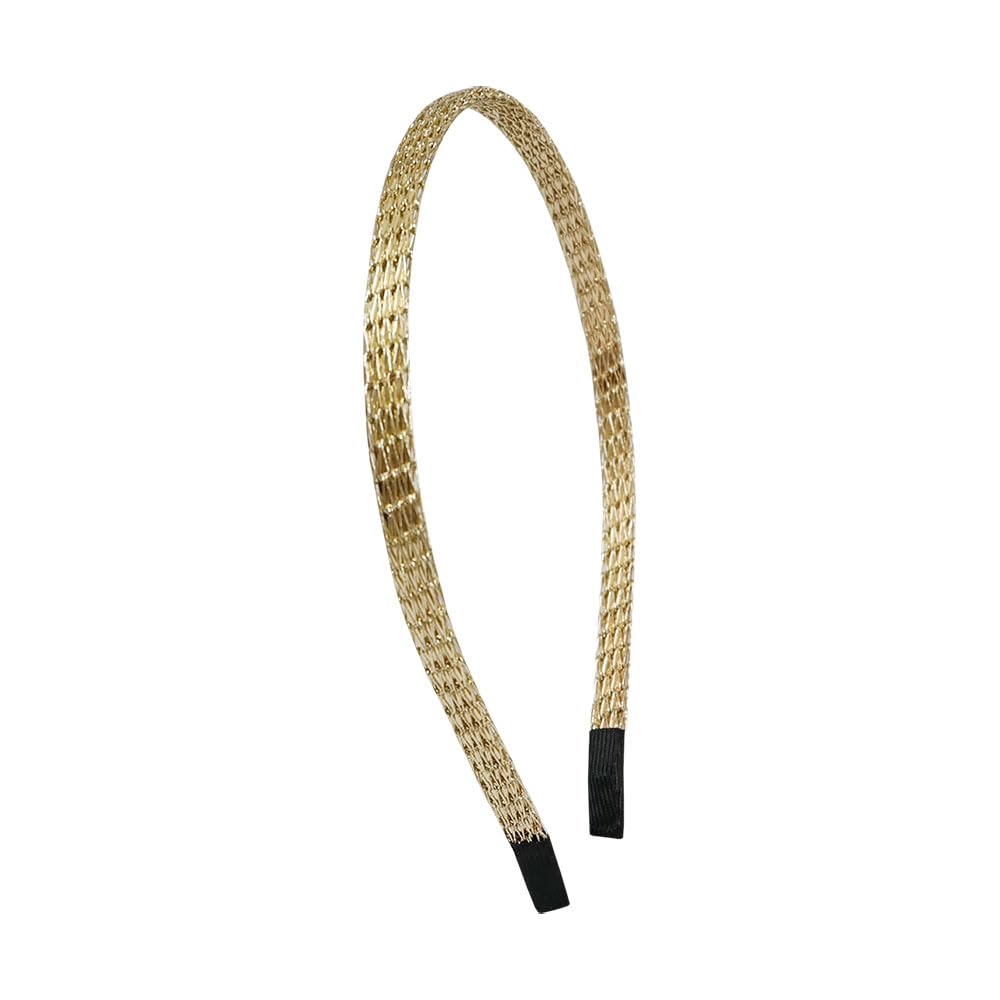 5 diademas de metal dorado para mujer, aro fino para el cabello, simple, ondulado, brillante, brillante, accesorios para el cabello antideslizantes