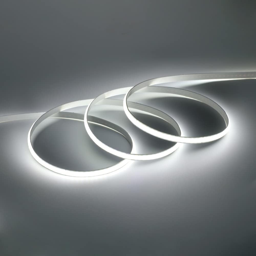 HEGEHE Tira de luces LED COB regulables, 3m9.9ft DC5V 320LEDsm, no impermeable, flexible, tira de luces FOB, luz diurna blanca flexible con