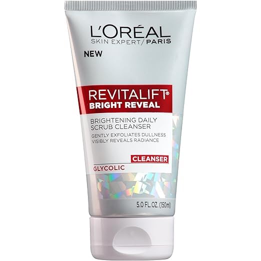 Skincare Revitalift Bright Reveal Limpiador facial con ácido glicólico, limpiador facial diario antienvejecimiento para exfoliar la opacidad e