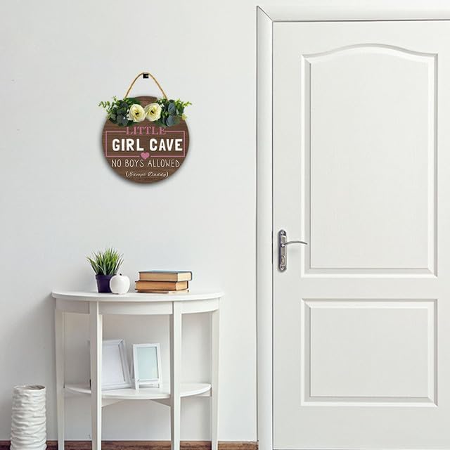 Letrero de cueva de niña de 12 x 12 pulgadas, letreros para habitación de niños para puerta, letrero de No Boys Allowed, decoración de habitación,