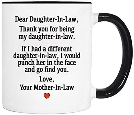 Taza con texto en inglés “Dear Daughter-In-Law…Love, Your Mother-In-Law – Taza para nuera