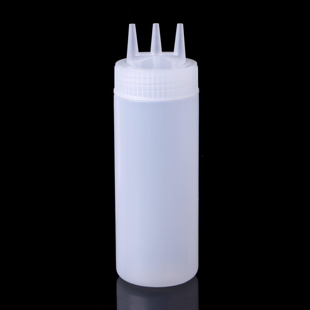 1 botella blanca para apretar, botella exprimible de 3 agujeros, dispensador de condimentos, salsa, vinagre, aceite, ketchup, cruet, condimentos,