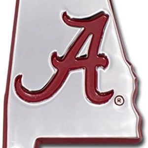 University of Alabama Crimson Tide Metal Auto Emblem Roll Tide! (Forma del estado (borde carmesí) University of Alabama Crimson Tide Metal Auto Emblem Roll Tide! (Forma del estado (borde carmesí)
