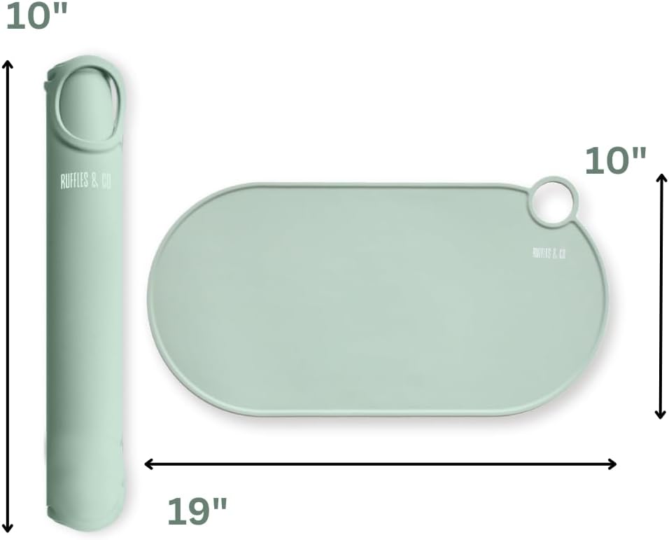 ruffles & co. Tapete de silicona para cuenco de perro y gato, antideslizante, impermeable, lavable, fácil de limpiar, apto para viajes, tapete para