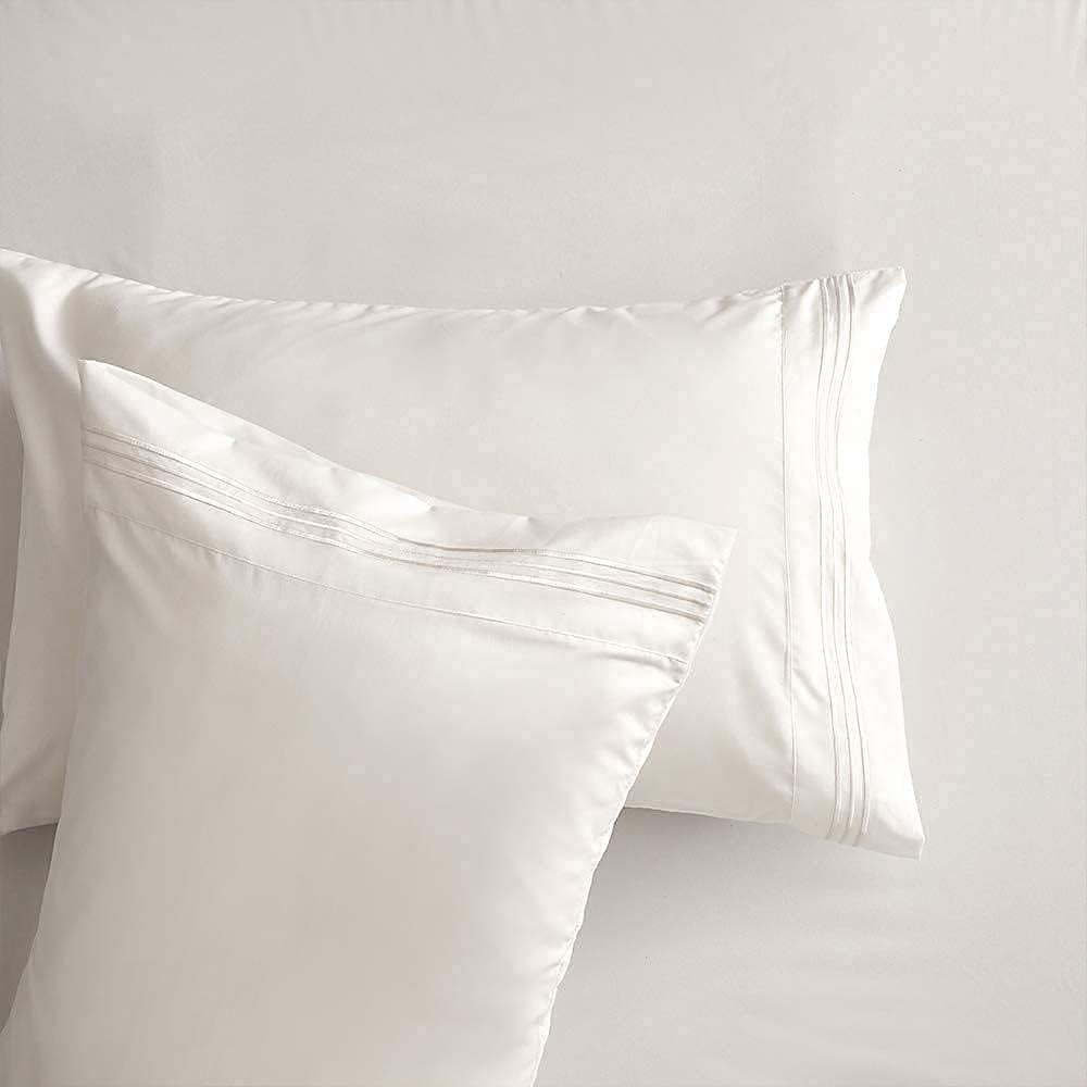 DERBELL Juego de sábanas – Ropa de cama de microfibra cepillada – Sábanas y fundas de almohada – Bolsillos profundos – Ajuste fácil – Sábanas