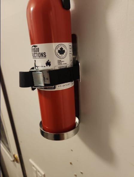 Soporte para extintor de incendios, soporte de pared, compatible con extintores de incendios de 2.5 libras, acero inoxidable (acero inoxidable de