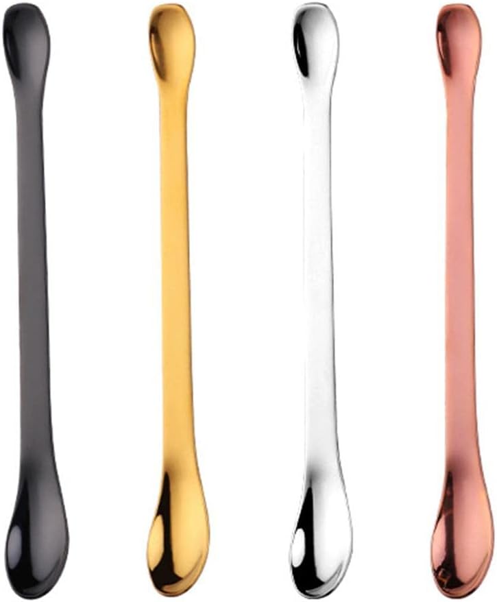 Stainless Steel Coffee Cocktail Stirring Spoon for Desserts Smoothie Mixing – Long Metal Cocktail Spoon with Double Spoon, for Malts, Milkshakes,