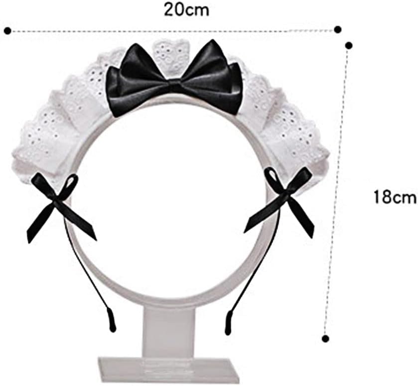 Diadema negra de Lolita para mujeres y niñas, con lazo de encaje, banda para el cabello, anime, cosplay, cinta con lazo, linda banda para el