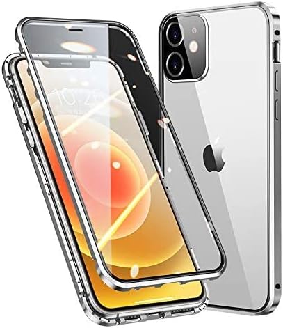 HENGHUI Funda magnética con cerradura para iPhone 13 Pro, funda de vidrio con protector de lente de cámara, protector de pantalla, bloqueo de