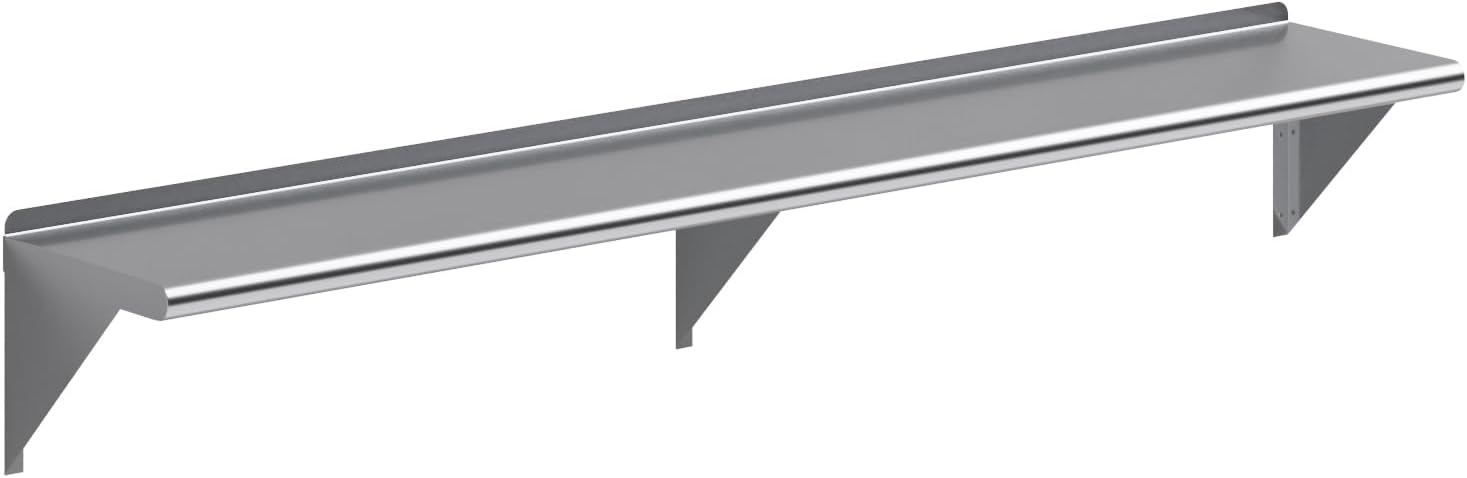 AmGood Estantería de pared de acero inoxidable  Certificado NSF  Estantería metálica para electrodomésticos y equipos  Cocina, Restaurante, Garaje,