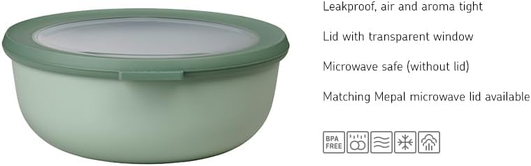 Rosti Mepal RST62160WH Cirqula – Cuenco para almacenar alimentos y servir con tapa, bajo 2.3 cuartos de galón, color blanco