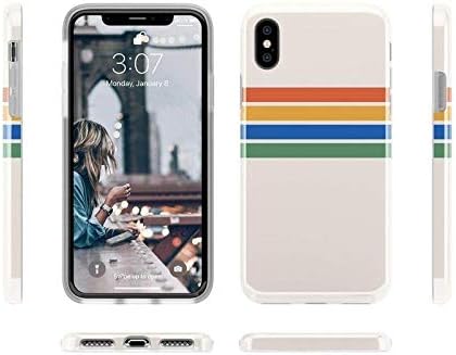 Casely Funda compatible con iPhone XXS  Funda de bloque de color de rayas arcoíris