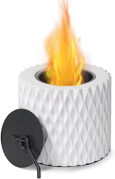 Cuenco para hoguera de mesa, hoguera de larga duración para interiores, chimenea de mesa portátil, mini hoguera con tapa de extinción de incendios,