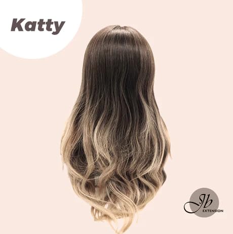KATTY – Peluca larga y rizada de color marrón oscuro con reflejos ondulados, sin pegamento, pelucas sintéticas naturales para uso diario (pelucas de