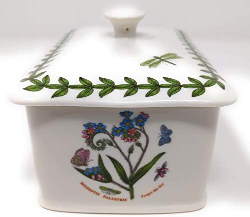 Portmeirion Botanic Garden – Mantequillera de 6 pulgadas con tapa de perilla, varios motivos florales, porcelana, apto para lavavajillas, horno