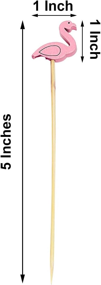 Efavormart – Paquete de 100 palillos de fiesta de flamenco de 5 pulgadas, pinchos de bambú, palillos decorativos para cóctel, palillo de dientes