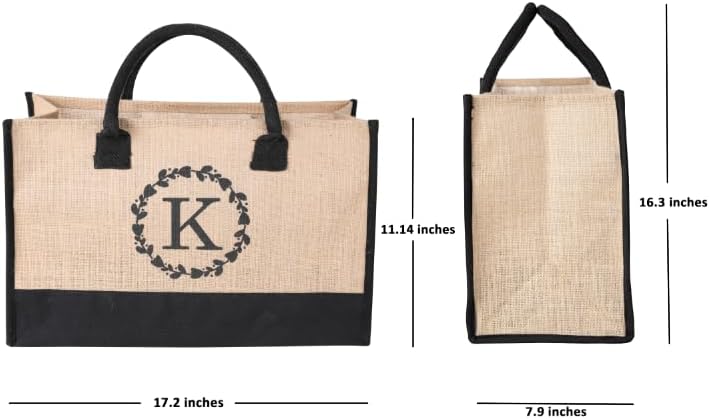 Bolsas personalizadas para mujer  Bolsas de mano con iniciales  Bolsas de yute altamente duraderas  Uso como compras, playa, bolsa de dama de honor