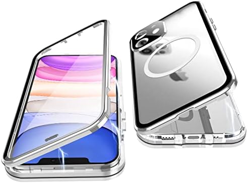 Jonwelsy Funda para iPhone 11, protección de doble cara de 360 grados, compatible con Magsafe de absorción magnética, parachoques de metal frontal