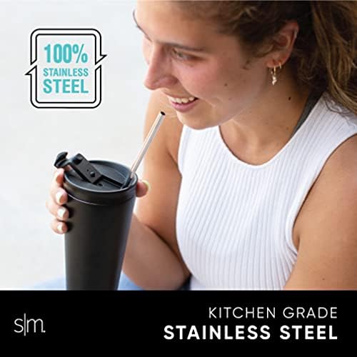 Simple Modern Pajitas reutilizables de acero inoxidable con punta de silicona  Sin toxinas y popote reductor de residuos para vasos y tazas de viaje